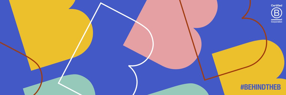 Behind the B social banner marking that Dimagi is a Certified B Corporation